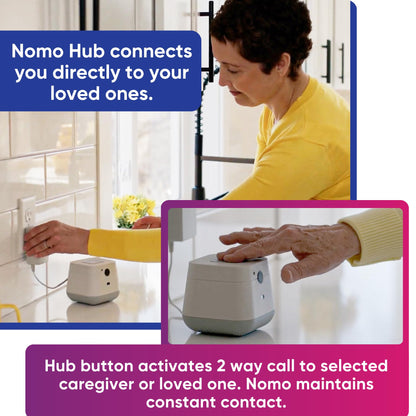 Nomo Smart Care Remote Home Medical Alert System, Custom Alerts w/App Activity Log, Fall Detection for Seniors w/Call Button, 24/7 Fast Emergency Contact, WiFi Connected, Elderly Health Device