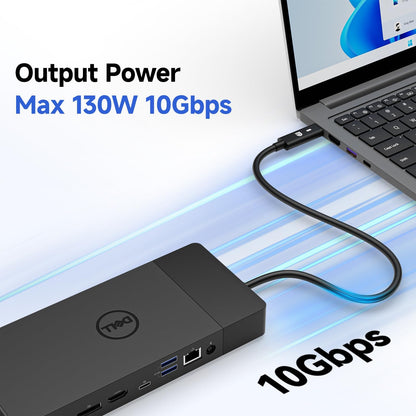 Dell WD19S 180W Docking Station, USB-C, 3 External Display, HDMI, Dual DP, Power Charge up to 130W + ITSPWR Bundle with HDMI 4K Cable + DP Cable+ Cleaning Cloth