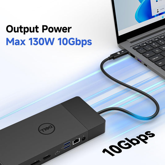 Dell WD19S 180W Docking Station, USB-C, 3 External Display, HDMI, Dual DP, Power Charge up to 130W + ITSPWR Bundle with HDMI 4K Cable + DP Cable+ Cleaning Cloth