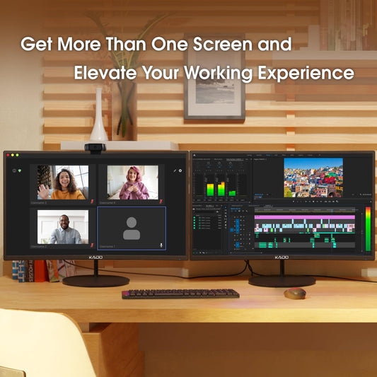 Kado Dual Monitor Setup - 2-Pack 27" Curved 1500R 1920x1080 Computer Monitor 75Hz VESA Mount HDMI Office Gaming Built-in Speakers (C27 Dual Series)