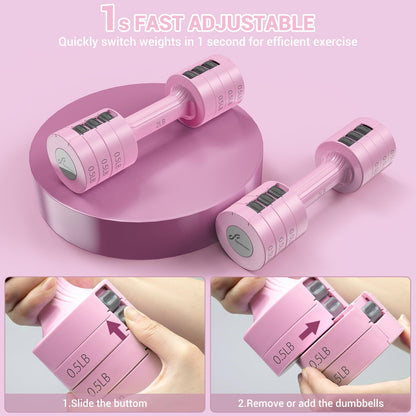 Adjustable Dumbbells Hand Weights Set: Sportneer 1 Pair 0.9-4.5KG (0.9-2.3KG) Fast Adjust Dumbbell Weight 6 In 1 Free Weights Barbells For Women Men Home Gym Workout Exercise Strength Training