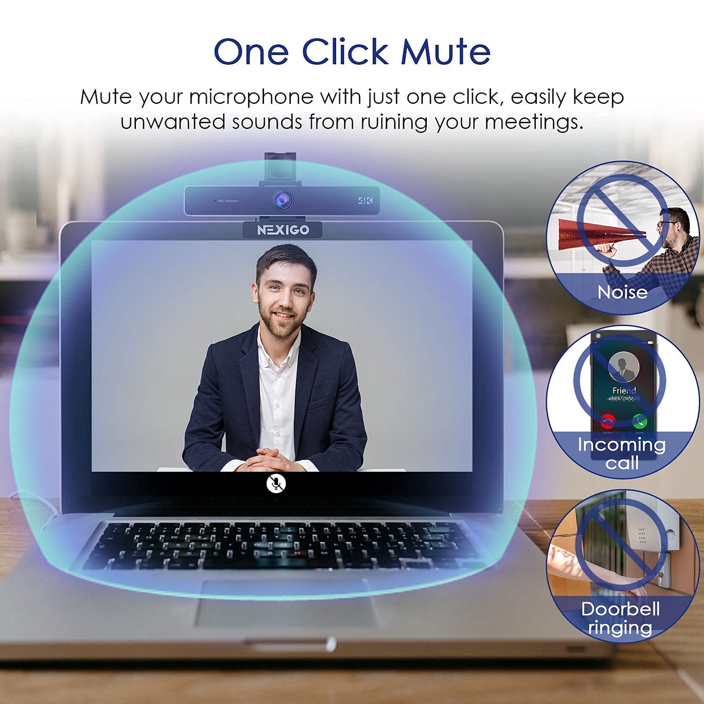 NexiGo Zoom Certified, N950P 4K Zoomable Webcam with Remote Control, Sony_Starvis Sensor, 5X Digital Zoom, Pro Web Camera with Dual Stereo Mics, for Zoom Skype Teams Twitch