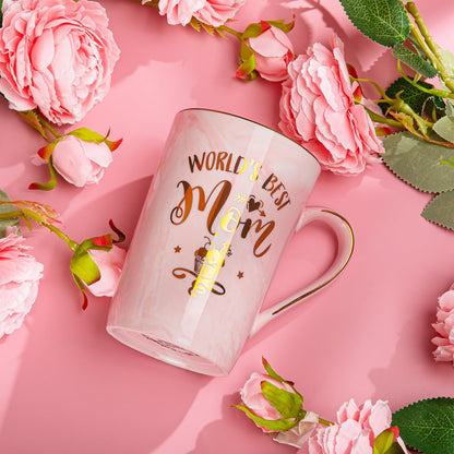 Mothers Day Gifts for Mom - Mom Birthday Gift from Daughter Son Kids - Unique Birthday Gifts Ideas for New Mother Wife Women - Marble Ceramic Coffee Mug Gift Box Printed Gold