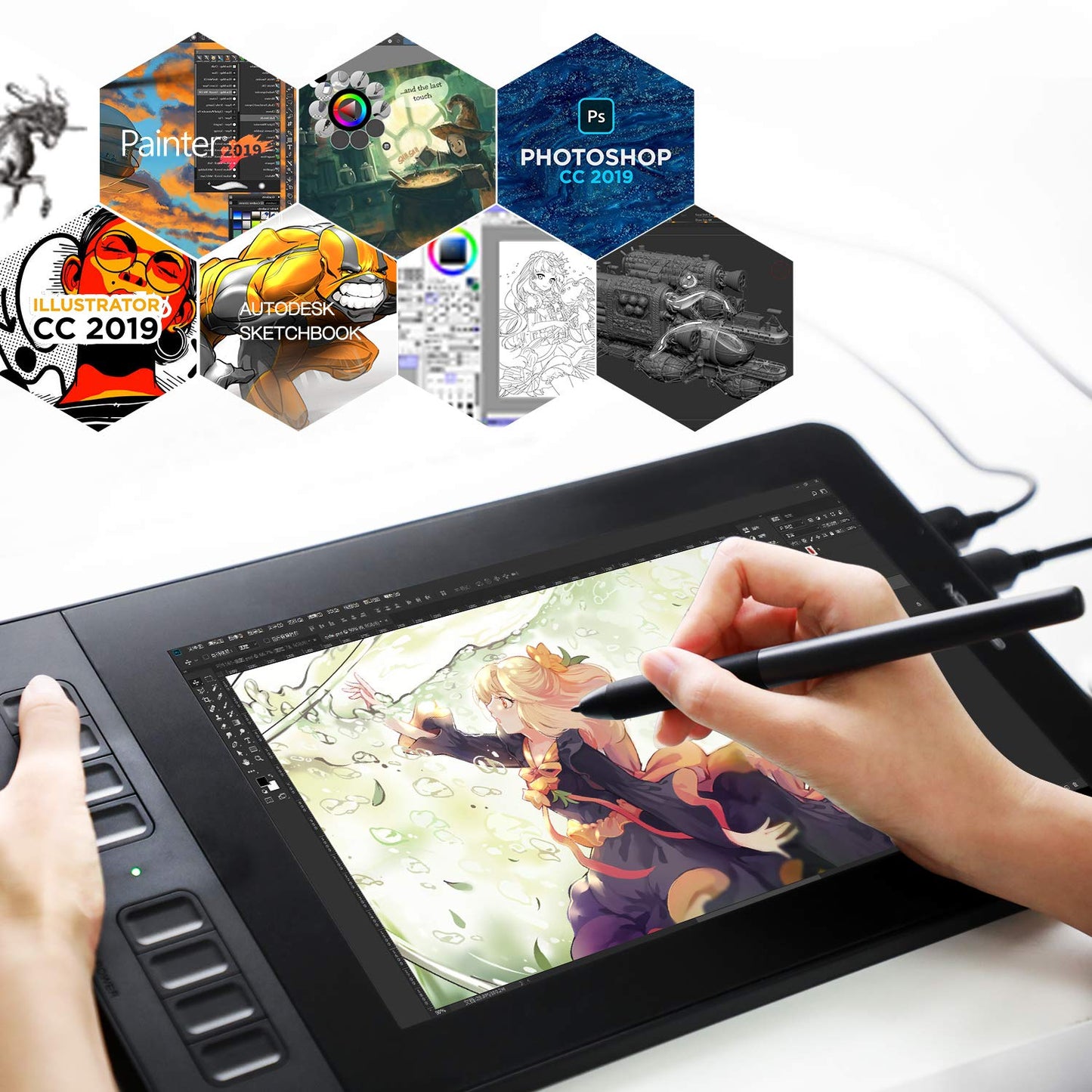 GAOMON PD1161 Drawing Tablet with Screen, Digital Art Tablet with Battery-Free Stylus, Tilt, 8 Shortcut Keys for Paint, Design, Illustration, Editing, 11.6-inch Graphics Tablet for Mac, Windows PC
