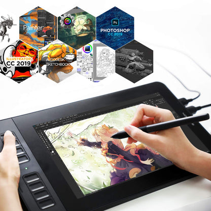 GAOMON PD1161 Drawing Tablet with Screen, Digital Art Tablet with Battery-Free Stylus, Tilt, 8 Shortcut Keys for Paint, Design, Illustration, Editing, 11.6-inch Graphics Tablet for Mac, Windows PC