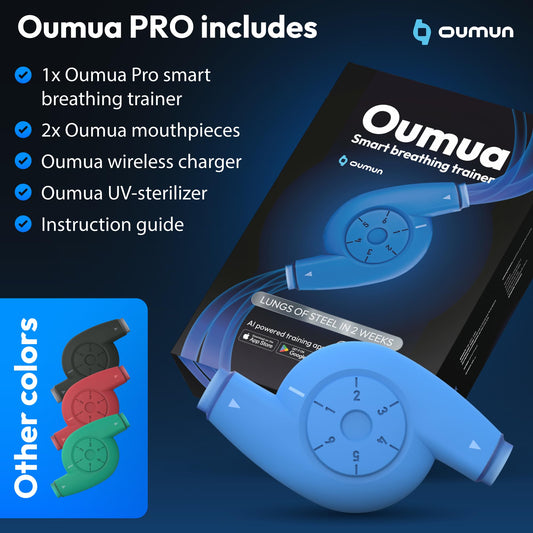 Oumua Smart Breathing Trainer | Lung Trainer with AI-Powered Oumua App | Lung Exerciser Device 30+ Training Protocols to Improve Wellbeing and Athletic Perfrormance