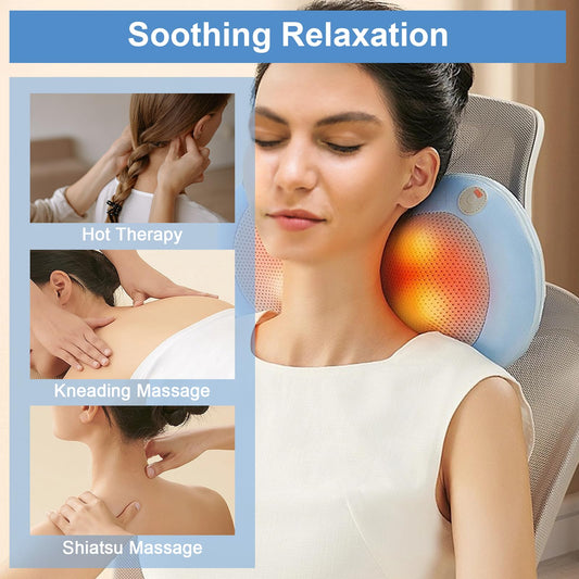 Mothers Day Gifts for Mom Wife,Neck Massager for Pain Relief,Birthday Gifts for Women Men Mom Dad,Shiatsu Back and Neck Massager with Heat,Deep Tissue Kneading 3D Electric Pillow(Blue)