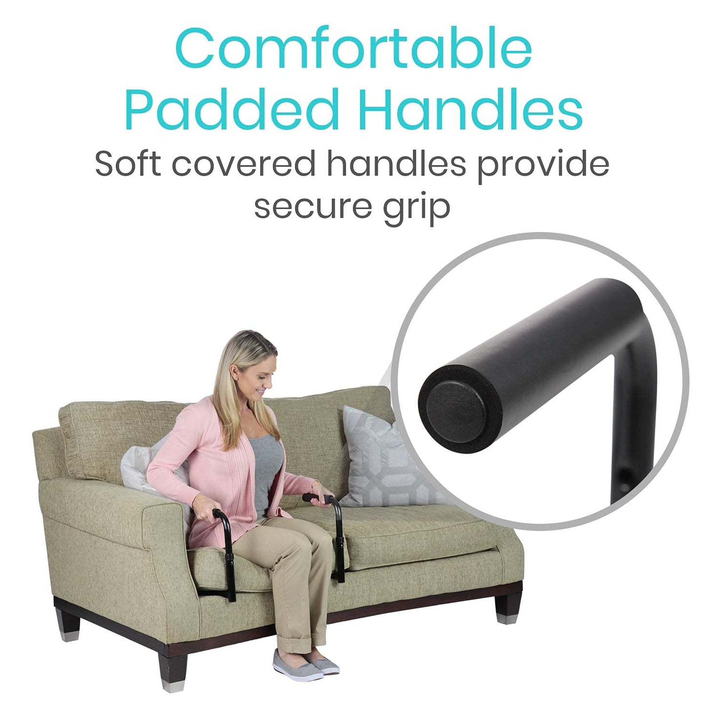 Vive Stand Assist - Mobility Standing Aid Rail for Couch, Chair - Assistance Handle for Patients, Elderly, Seniors and Disabled - Safety Grab Bar for Sitting, Sofa, Home - Adjustable, Portable Device
