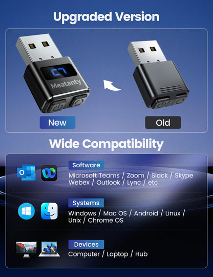 Meatanty Metal Tiny Mouse Jiggler, USB Mouse Mover Undetectable, Automatic Shaker with Separate Mode and ON/Off Buttons, Mouse Moving Device LED Screen, Wiggler Giggler Keep Computer/PC/Laptop Awake