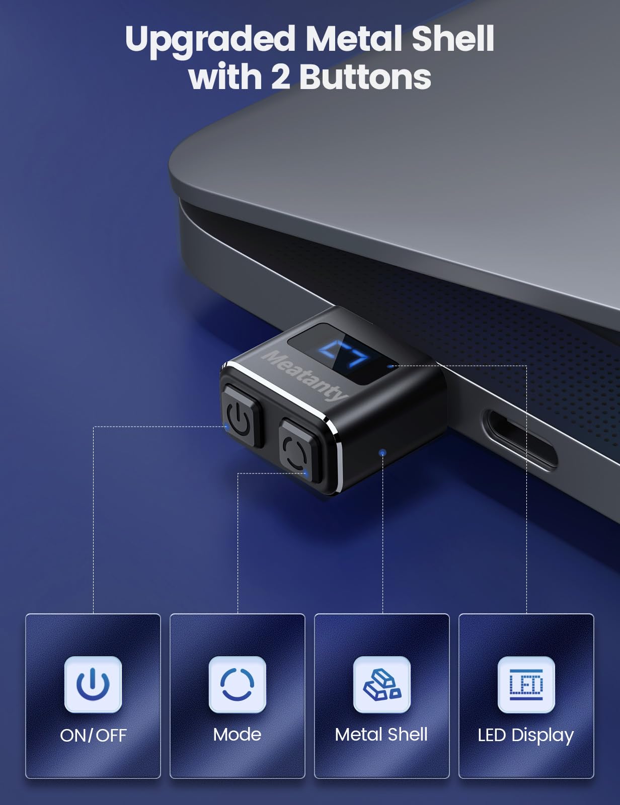 Meatanty Metal Tiny Mouse Jiggler, USB Mouse Mover Undetectable, Automatic Shaker with Separate Mode and ON/Off Buttons, Mouse Moving Device LED Screen, Wiggler Giggler Keep Computer/PC/Laptop Awake