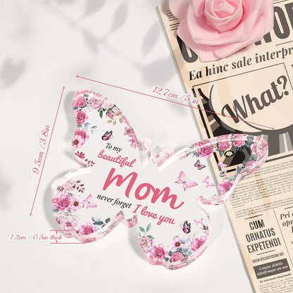 Mothers Day Gifts for Mom from Daughter Son: Eletorot Unique Mom Birthday Gifts, Butterfly-Shaped Acrylic Keepsake Decorations, 5x3.8 inch Christmas Presents Ideas for Love Mom Grandma Wife