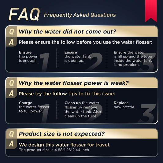 Water Flosser [ Mini Cordless Portable ] Oral Irrigator Water Teeth Cleaner Pick, Telescopic Water Tank, 3 Modes & IPX7 Waterproof, Home & Travel Water Floss for Teeth, Braces Bridges Care (Black)