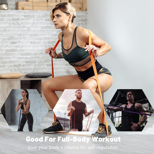 Resistance Bands, Pull Up Assist Bands - Workout Bands, Eexercise Bands, Long Resistance Bands Set for Working Out, Fitness, Training, Physical Therapy for Men Women - Multicolor