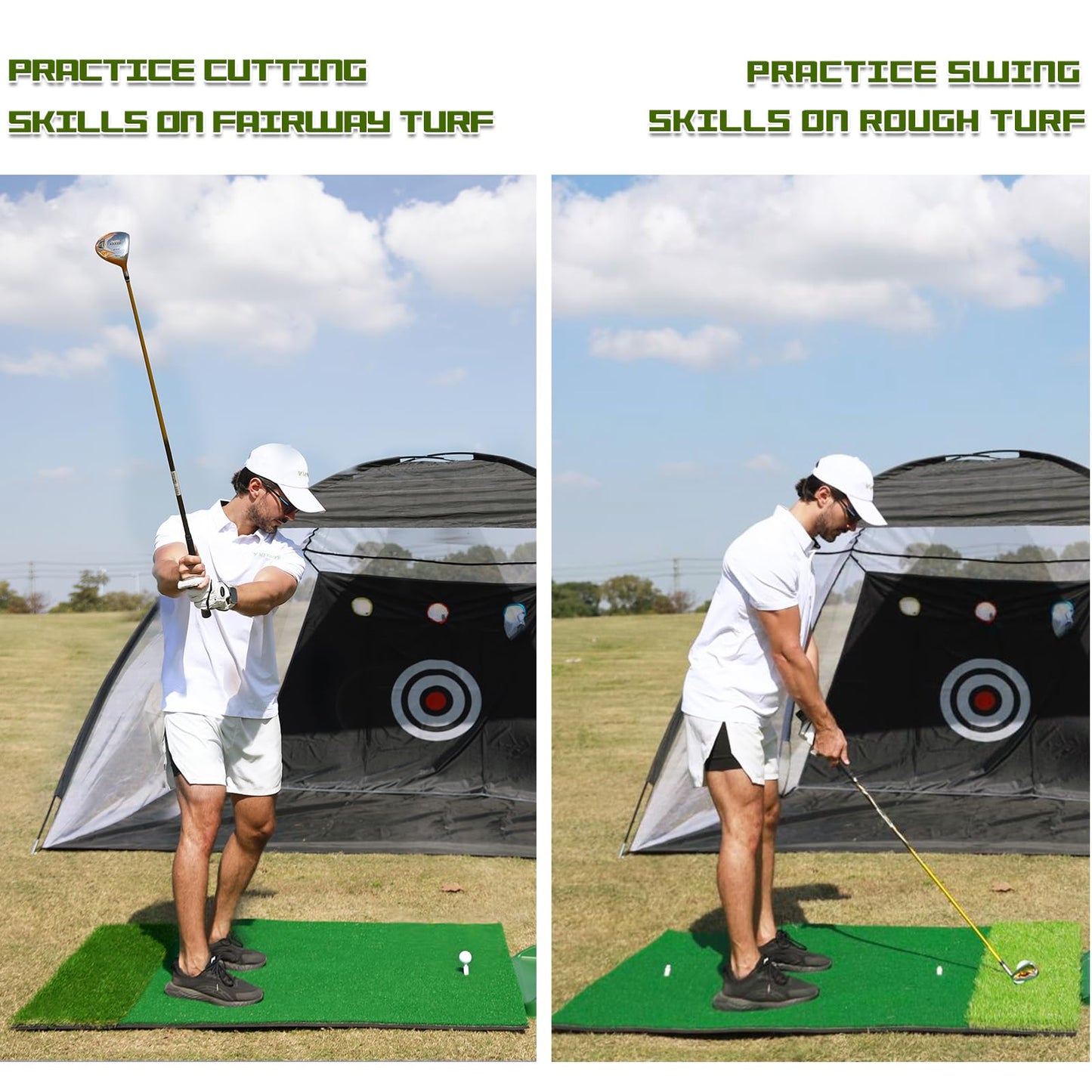 MyVoice Golf Hitting Mat - Pro 5x4ft | Premium Indoor/Outdoor Training Mat for Chipping, Swing, Driving | 2 Grass Turf Options, Thickened Design (21/45mm) | High-Elastic, Non-Slip Base