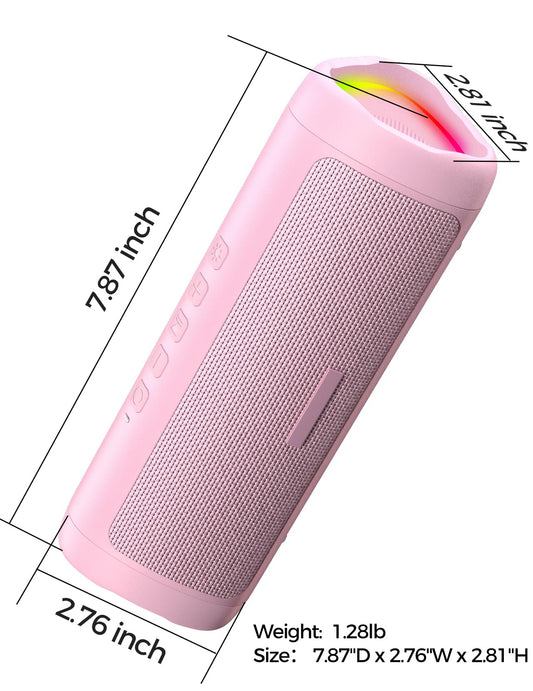 Bluetooth Speaker, IPX5 Waterproof Speaker with HD Sound, Up to 20H Playtime, TWS Pairing, BT5.3, Portable Wireless Speakers for Home/Party/Outdoor/Beach, Electronic Gadgets, Birthday Gift (Pink)