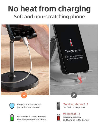 LISEN Cell Phone Stand Adjustable for iPhone Phone Holder for Desk, Office Desk Accessories Computer PC for iPhone Stand Gaming Essentials Fit Otterbox Case Phones Switch Kindle iPad Air Tablet 4-10in