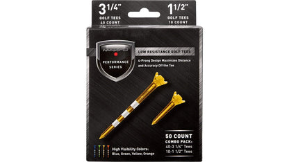 Maxfli Performance Series Low Resistance 3 1/4'' & 1 1/2'' Assorted Golf Tees - 50 Pack