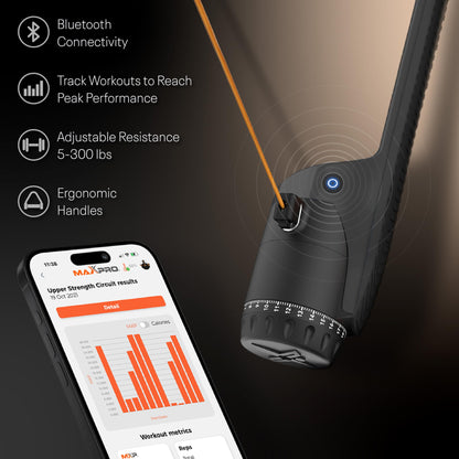 MAXPRO Fitness: Cable Home Gym | As Seen on Shark Tank | Versatile, Portable, Bluetooth Connected | 2-Year Warranty | Strength, HIIT, Cardio, Plyometric, Powerful 5-300lbs Resistance | Matte Black