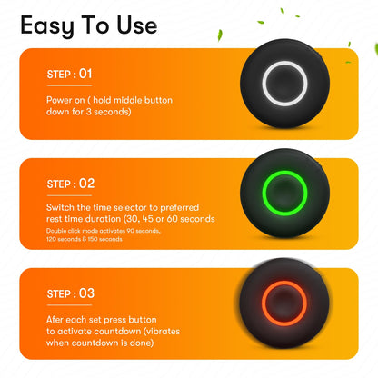 Time Me Rest Time Fitness Timer - Countdown Gym Timer and Stopwatch, Vibrating, Compact Design, Rechargeable Battery