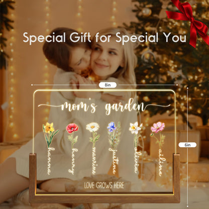 LUCKOR Mothers Day Gifts for Mom, Grandma, Custom Mom Gifts for Mothers Day from Daughter Son Kids, Customized Birth Month Flower with Names, Personalized Grandma Birthday Gifts