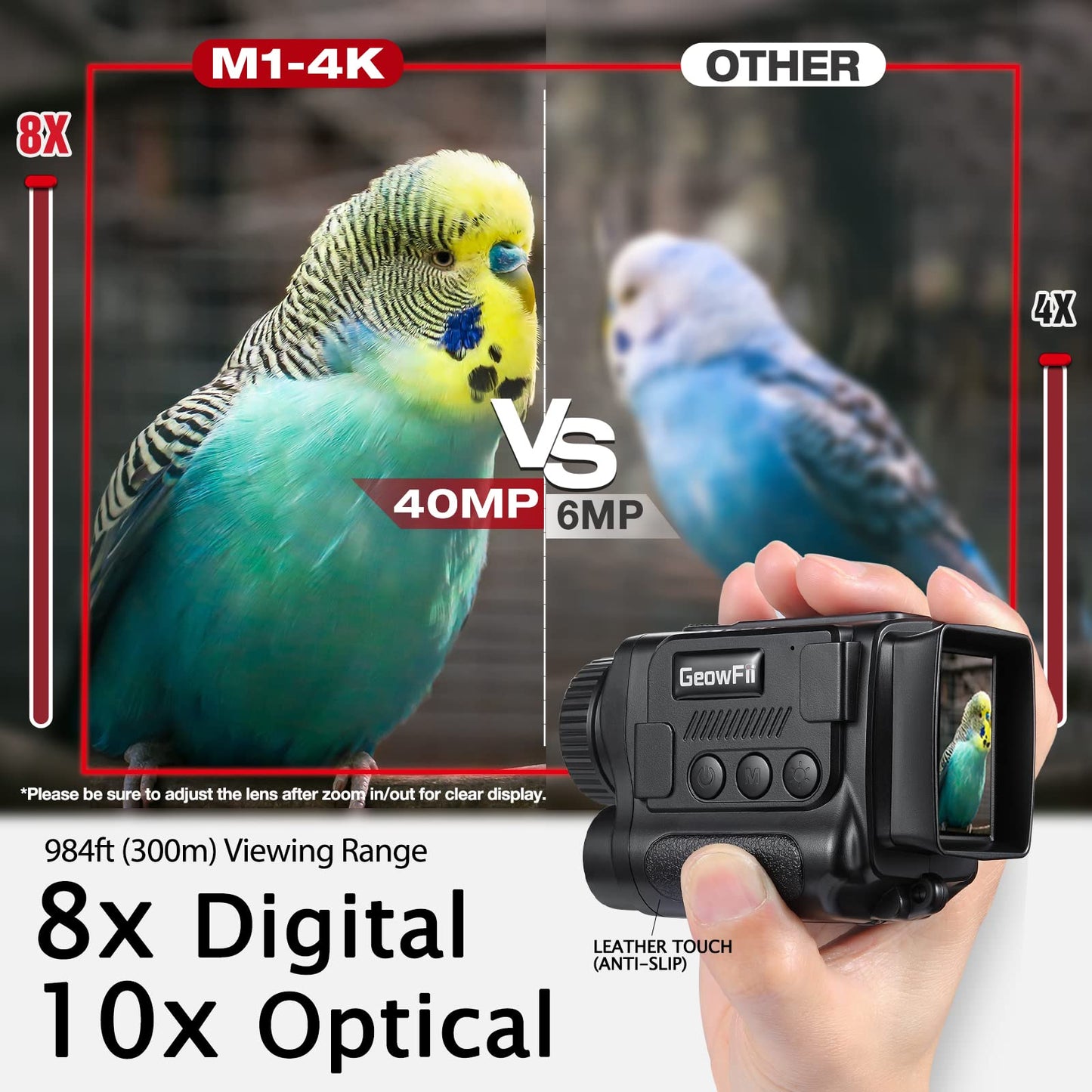 Night Vision Monocular 4K, Infrared Digital Night Vision, 984ft 8X Zoom 2000mAh Rechargeable Battery, 4K Video & 40M Photo, Save Photos & Video with Audio for Adult Hunting Camping, 32G Card