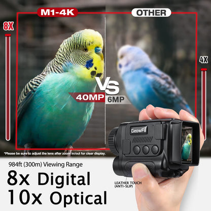 Night Vision Monocular 4K, Infrared Digital Night Vision, 984ft 8X Zoom 2000mAh Rechargeable Battery, 4K Video & 40M Photo, Save Photos & Video with Audio for Adult Hunting Camping, 32G Card