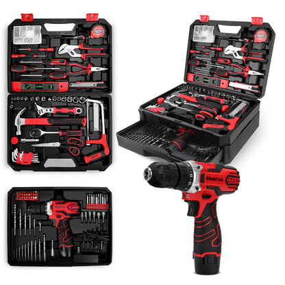 KingTool 276-Piece Tool Set Kit - Tool kit with 12V Cordless Power Drill Driver Toolbox Storage Case with Drawer, Drill Set Perfect for Homeowner, Diyer, Handyman