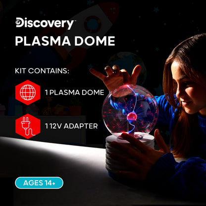 Discovery #MINDBLOWN Plasma Globe Lamp - Touch and Sound Sensitive Lightning, Electric Plasma Ball Interactive Novelty Toy, Bedroom & Desktop Home Décor, Tesla Coil Light Plasma Orb