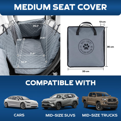 Ruff Liners Dog Hammock for Car Back Seat Cover, Medium 2024 Gray – Give Your Pup More Room to Relax – Waterproof, Solid Door Protection, & Machine-Washable – Quality Truck Back Seat Cover for Dogs