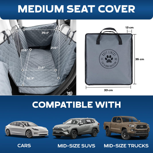 Ruff Liners Dog Hammock for Car Back Seat Cover, Medium 2024 Gray – Give Your Pup More Room to Relax – Waterproof, Solid Door Protection, & Machine-Washable – Quality Truck Back Seat Cover for Dogs