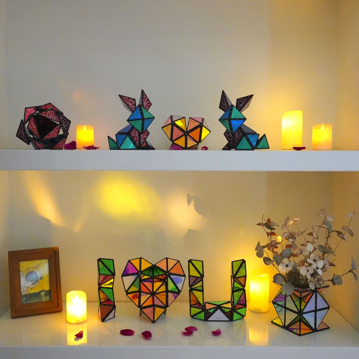TOSY Magnet Pyramid Glow - 1 Cube Transforms into 1 Billion Shapes, Easter Basket Stuffers Essentials for Kids/Teens, 243 Rare Earth Magnets, Glowing, Holographic Design, Puzzle/STEAM Toy