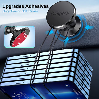 Coolpow 【2-Pack】 Magnetic Phone Holder for Car Phone Holder Mount【Strong Magnet】 Phone Mount for Car Mount for iPhone Magnetic Car Phone Holder【4 Plate】 Cell Phone Holders for Your Car Accessories