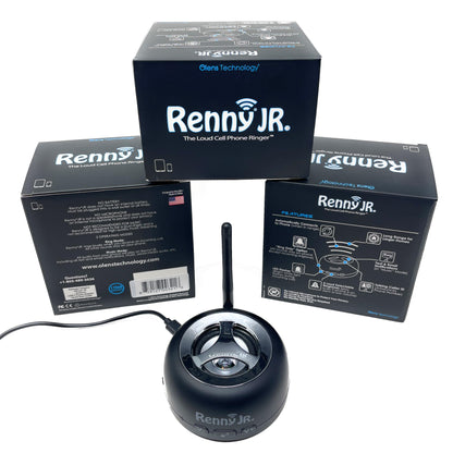 RENNY - Loud Cell Phone Ringer, Amplifier & Flasher for Hearing Impaired & Noisy Environments (117dB) | Wireless Bluetooth Auto-Connect | 5 Selectable Ringtones | No Missed Calls