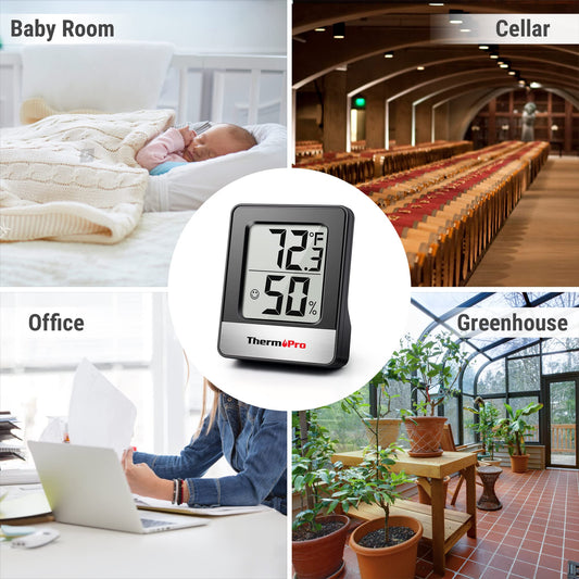 ThermoPro TP49 Digital Hygrometer Indoor Thermometer Humidity Meter Room Thermometer with Temperature and Humidity Monitor Mini Hygrometer Thermometer