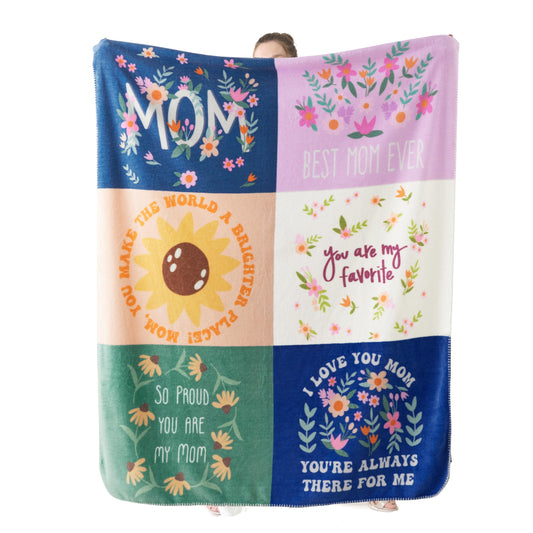 Bedsure Super Soft Warm Mom Blanket - Birthday Gift Blanket for Mom Happy Mothers Day Throw Gifts for Mother, Wife, Grandma from Daughter, Patchwork 50"x60"