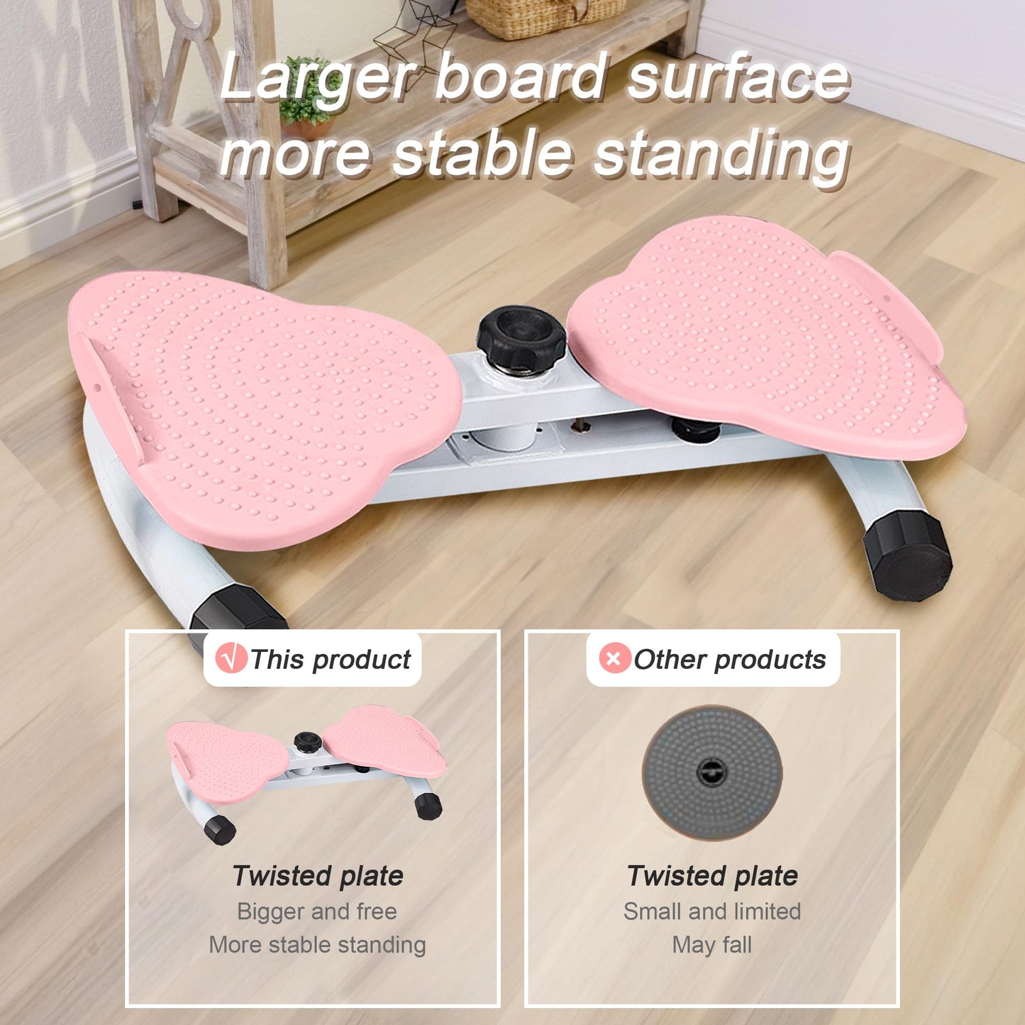 Sttlejura Waist Twist Workout Machine, Ab Machine with 300 lbs Weight for Slim Waist and Core Ab Exercise Foot Massage and Weight Loss, Noiseless Home Gym Exercise Equipment for Women Men(Pink)