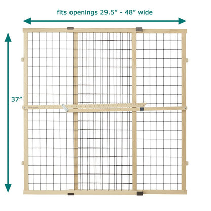 MYPET North States Wire Mesh Dog Gate: 29.5-48" Wide. Pressure Mount. No Tools Needed. Made in USA. Dog Gate 37" Tall, Expandable, Durable Dog Gates for Doorways, Sustainable Hardwood