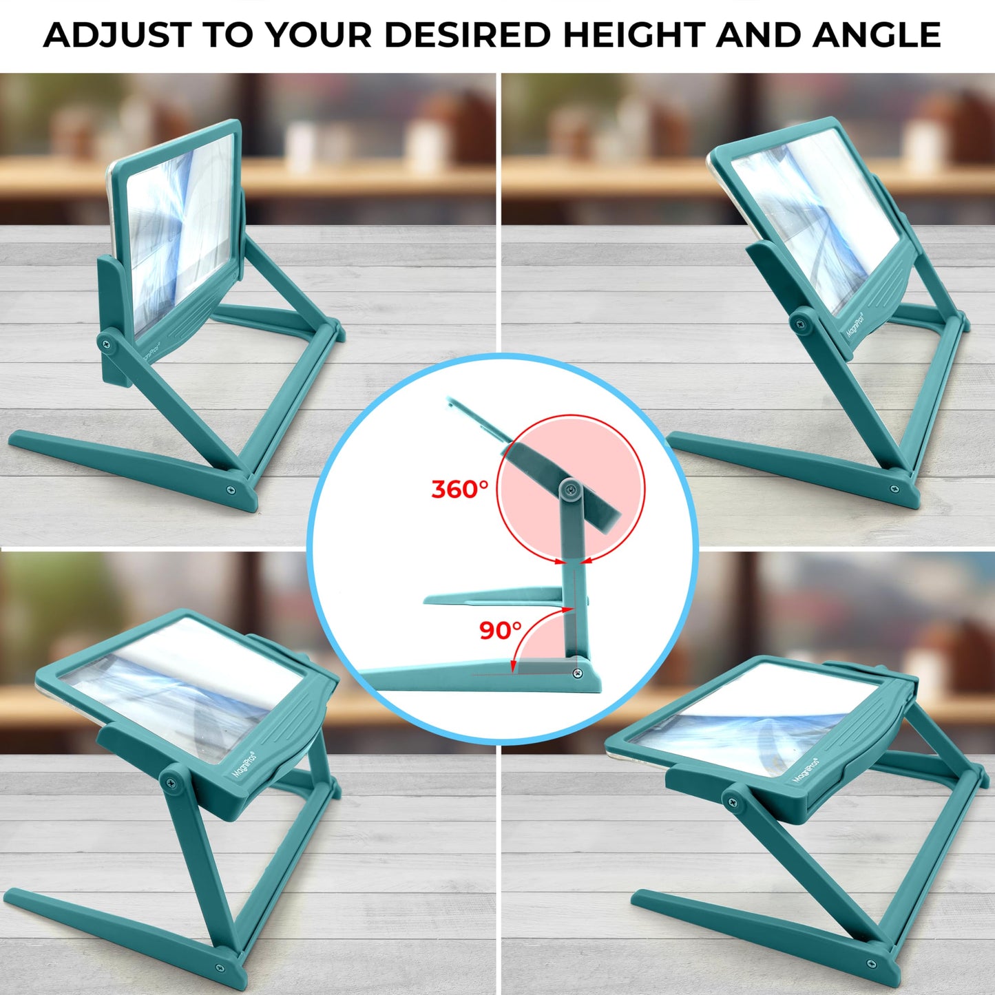 MAGNIPROS Patented 5X Large LED Page Magnifier with Detachable Stand | Eye Caring 3 Color Light Modes & Anti-Glare Lens to Reduce Eye Strain-Ideal for Reading Fine Print, Crafting, Low Vision Seniors