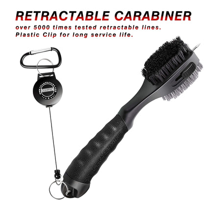 CHAMPKEY PRO Retractable Golf Club Brush | Oversized Brush Head with Soft Rubber Hand Grip & Retractable Groove Cleaner Golf Brush