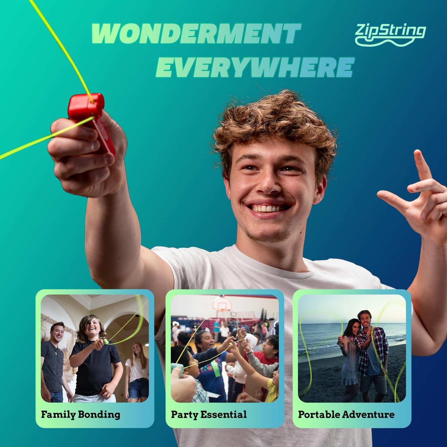 ZipString Original - As Seen on Shark Tank - Classic ZipString Rope Launcher Toy, Perfect for Kids & Adults - Fly a String Loop in The Air for Endless Tricks & Fun, Wonderment Awaits, Rock'it Red