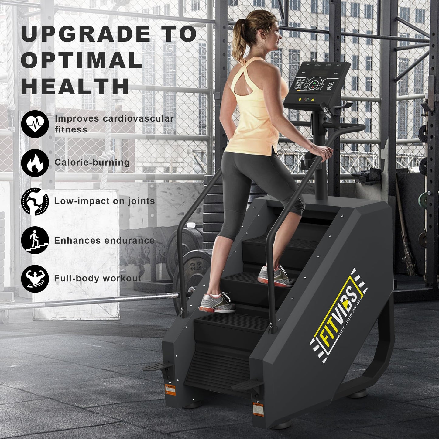 Fitvids Stair Stepper Machine, Continuous Climbing Stair Machine, Commercial Grade Stair Stepping Machine for Cardio and Lower Body Workouts, Max Load 375LBS