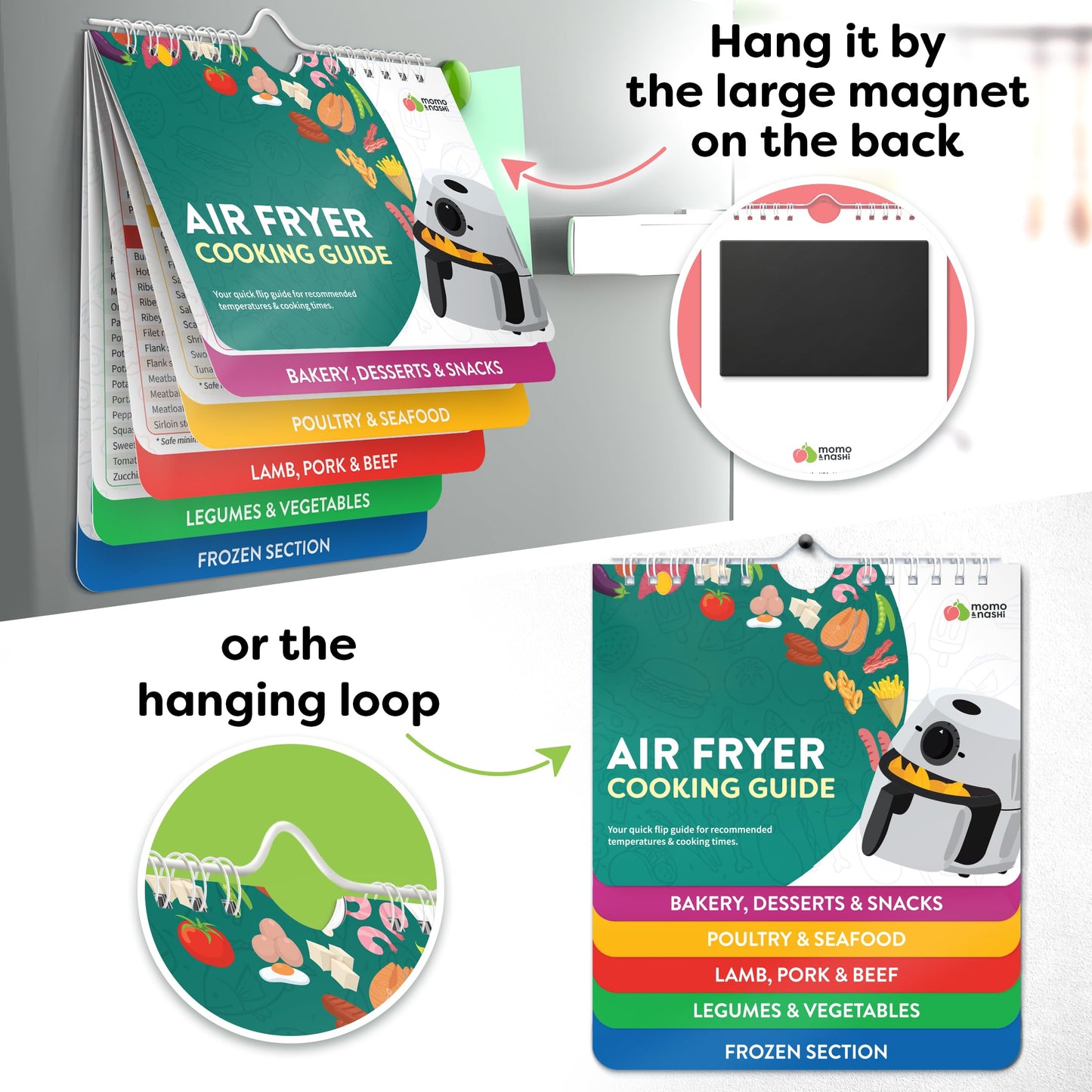 Air Fryer Cheat Sheet Magnets Cooking Guide Booklet - Air Fryer Cookbooks - Air Fryer Liners - Air Fryers Kitchen Gifts Gadgets 2025 - Air Fryer Accessories - Air Fryer Cooking Guide Airfryer Liners
