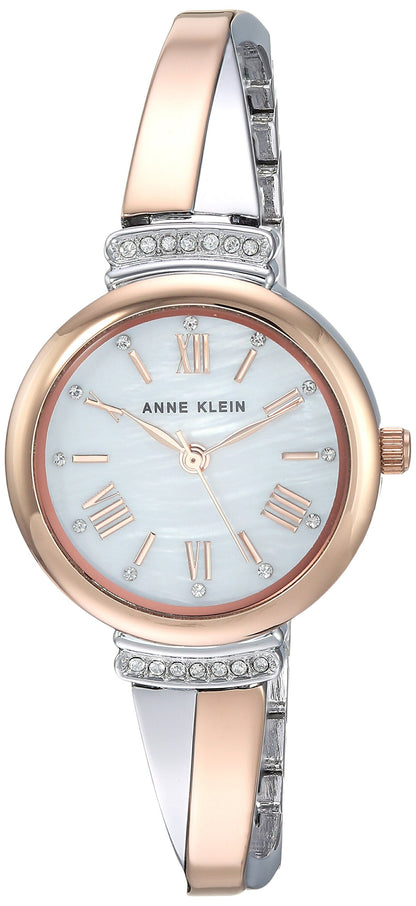 Anne Klein Women's AK/2245RTST Premium Crystal Accented Rose Gold-Tone and Silver-Tone Bangle Watch and Bracelet Set