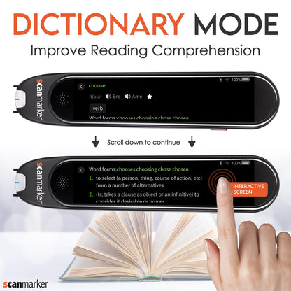 Scanmarker Pro | Translation Pen & Reading Pen for Kids & Adults | Assistive Tool & Language Translator Device for Dyslexia, Reading Support & Language Learners | Translator Pen for 100 Languages