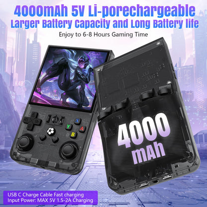 2025 New Upgrade R36MAX Retro Handheld Game Console with 64G Built-in 18000+ Classic Games, Portable Hand Held Open Source Linux System 4.0-in 4k HD IPS Screen Video Player (Black 64GB)