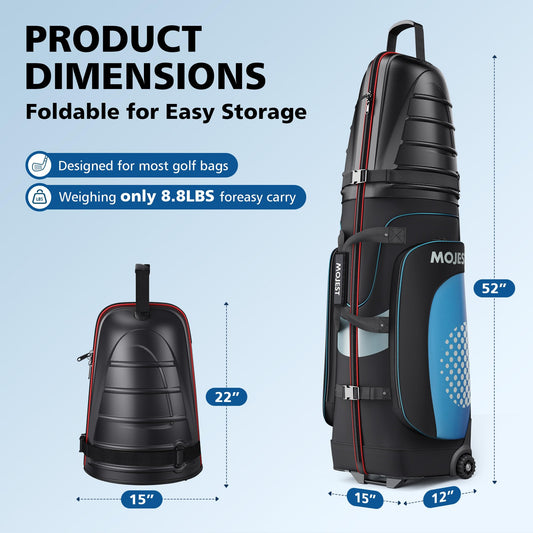 Golf Travel Bags for Airlines with Wheels, Hard Case Top and 1680D Heavy Duty Oxford Protect Golf Clubs, Lightweight and Easy to Maneuver, Black, Red and Blue