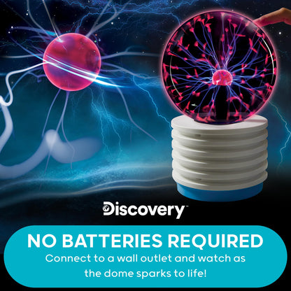 Discovery #MINDBLOWN Plasma Globe Lamp - Touch and Sound Sensitive Lightning, Electric Plasma Ball Interactive Novelty Toy, Bedroom & Desktop Home Décor, Tesla Coil Light Plasma Orb