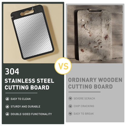 2 in 1 Stainless Steel Cutting Board with Handle Best Non-toxic Chopping Large Metal Meat Butcher Block Mesh Design Madera Glass Marble Kitchen Tablas Cocina Cortar Picar Regalos Mujer Mama Abuela