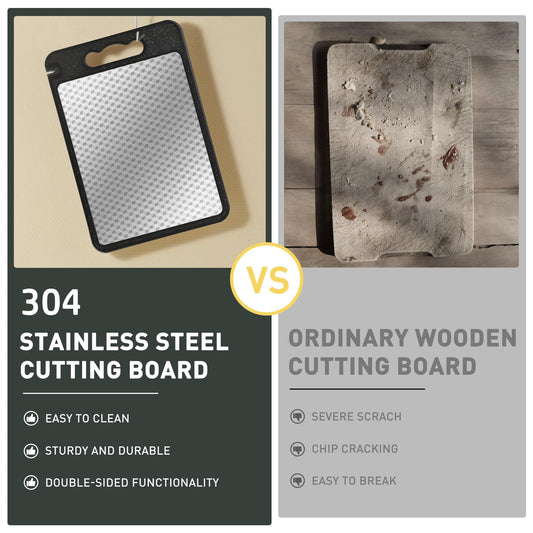 2 in 1 Stainless Steel Cutting Board with Handle Best Non-toxic Chopping Large Metal Meat Butcher Block Mesh Design Madera Glass Marble Kitchen Tablas Cocina Cortar Picar Regalos Mujer Mama Abuela