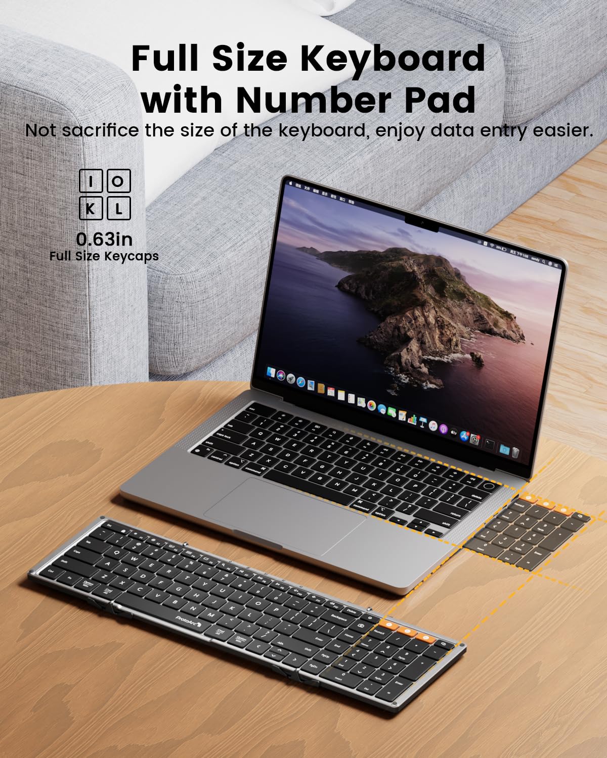 ProtoArc Backlit Foldable Keyboard, XK01 Plus Folding Portable Bluetooth Keyboard for Travel, True Full Size External Wireless Keyboards with Backlight for iPad Tablet Smartphone Laptop PC